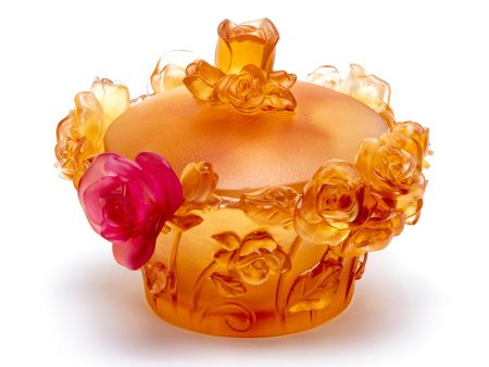 Cristal De Paris Candybox The Single Rose Amber & Red Flower. H 15. 12 Cm Online now