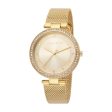 Esprit Ladies Watch Ip Gold Mesh Bracelet With Stone In The Case Gold Dial Supply