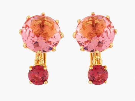 Les Nereides Round Pink And Red Stones La Diamantine Multicoloured Clip-On Earrings Online now