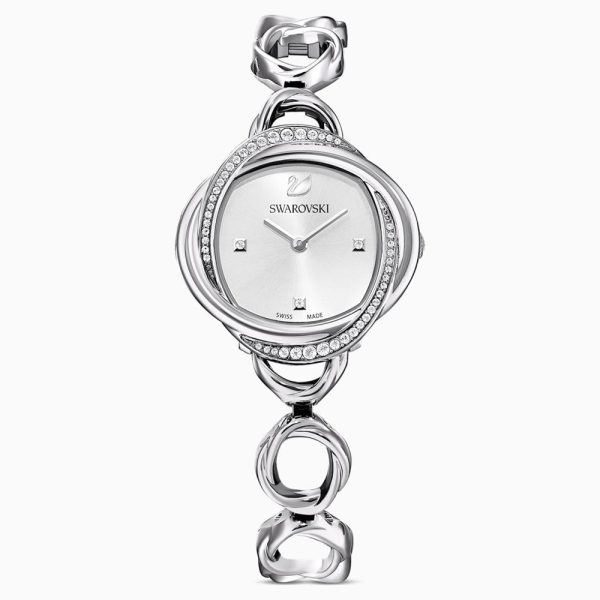 Swarovski Crystal Flower Watch Silver Tone Stainless Steel One Size Cheap