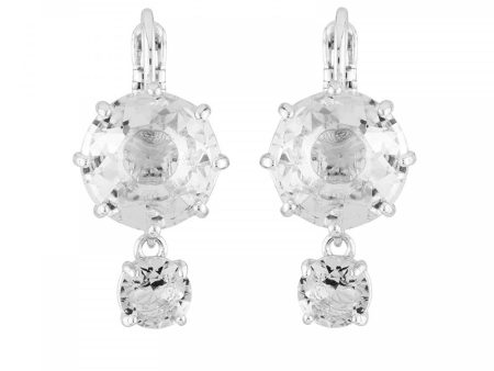 Les Nereides Round Double Silver Stone Dormeuse Earrings on Sale