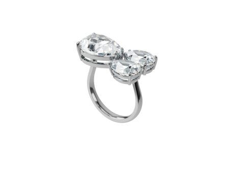 Swarovski Millenia Cocktail Ring Pear Cut Crystals, White, Rhodium Plated Online