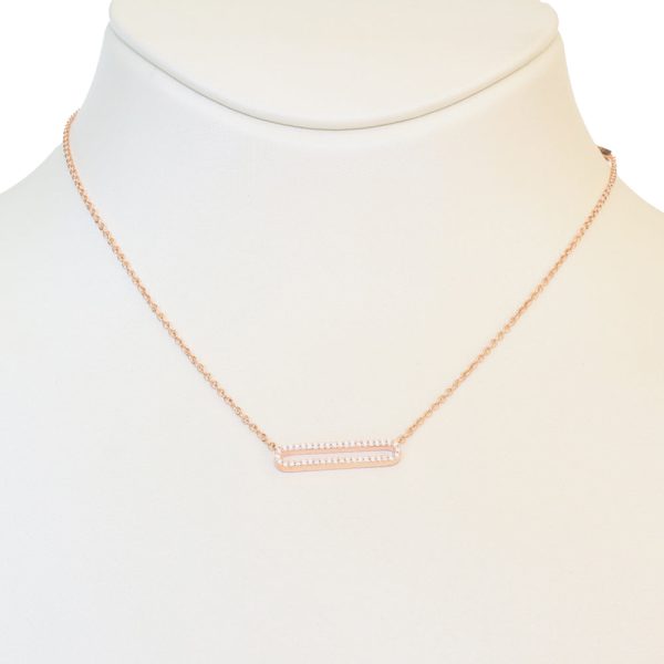 Esprit Necklace Ip Rosegold Chain With Open Bar Style With Stone Pendant For Discount