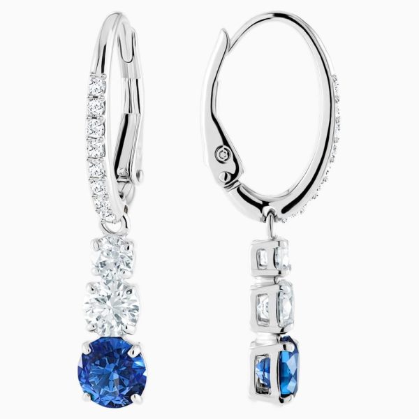 Swarovski Attract Trilogy Round Pierced Earrings Blue One Size Discount