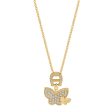 Aigner Necklace Gold Plated A Logo With Butterfly Pendant & Swarovski Crystal For Cheap