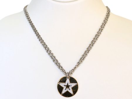 Esprit Necklace Silver Color Round Pendant Star Design With Stone Online now