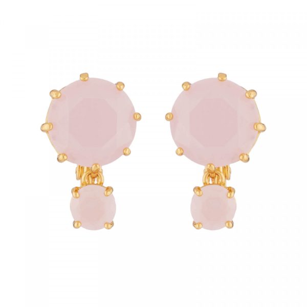 Les Nereides Pink 2 Round Stones La Diamantine Clip On Earrings Online Hot Sale