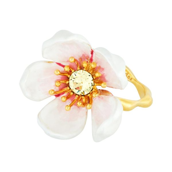 Les Nereides Japanese White Cherry Blossom And Petals Adjustable Ring Online Sale