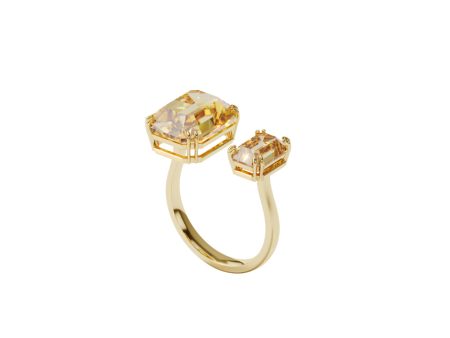 Swarovski Millenia Cocktail Ring Square Cut Crystals, Yellow, Gold-Tone Plated Online