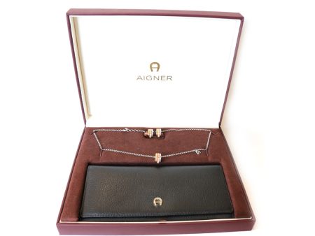 Aigner Set Wallet with Necklace & Earring Hot on Sale