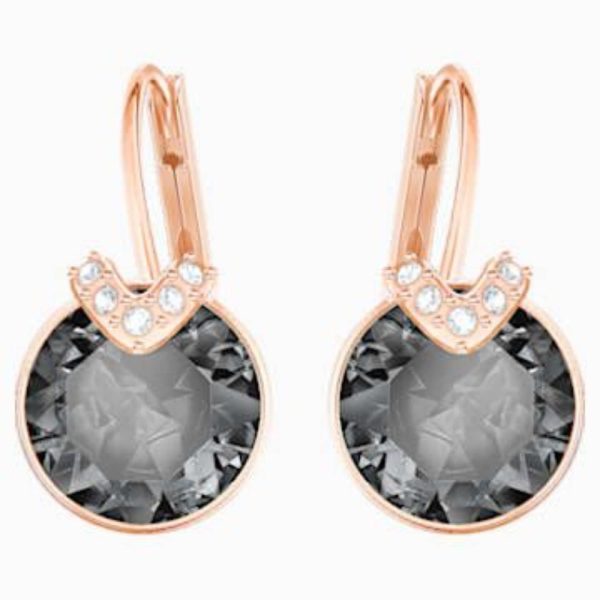 Swarovski Bella V Pierced Earrings Gray, Rose-Gold Tone Plated Supply