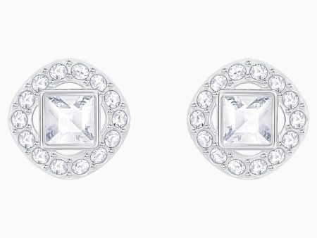 Swarovski Angelic Square Pierced Earrings White, Rhodium Plated Supply