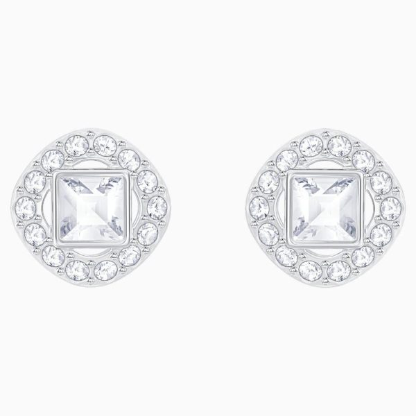 Swarovski Angelic Square Pierced Earrings White, Rhodium Plated Supply